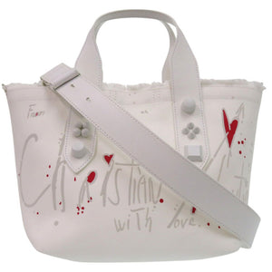 新品同様 クリスチャンルブタン フランジバス 2WAY トートバッグ ショルダーバッグ Frangibus 3215121 コットンキャンバス ホワイト 0540【中古】Christian Louboutin