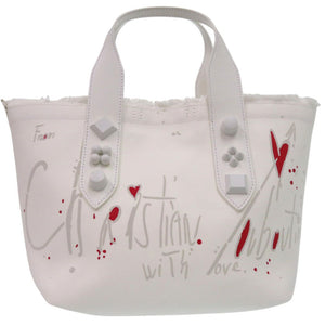 新品同様 クリスチャンルブタン フランジバス 2WAY トートバッグ ショルダーバッグ Frangibus 3215121 コットンキャンバス ホワイト 0540【中古】Christian Louboutin