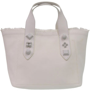 新品同様 クリスチャンルブタン フランジバス 2WAY トートバッグ ショルダーバッグ Frangibus 3215121 コットンキャンバス ホワイト 0540【中古】Christian Louboutin