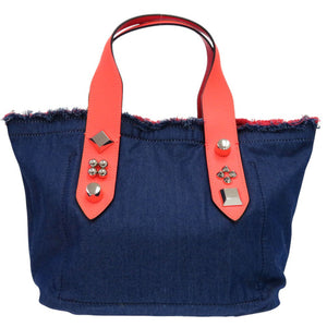 美品 クリスチャンルブタン フランジバス 2WAY トートバッグ ショルダーバッグ Frangibus  3215121 ブルーデニム 0556【中古】Christian Louboutin