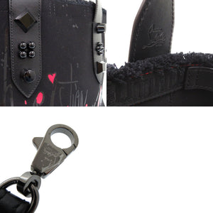 新品同様 クリスチャンルブタン フランジバス トートバッグ 2WAY ショルダーバッグ Frangibus 3215121 コットンキャンバス ブラック 0635【中古】Christian Louboutin