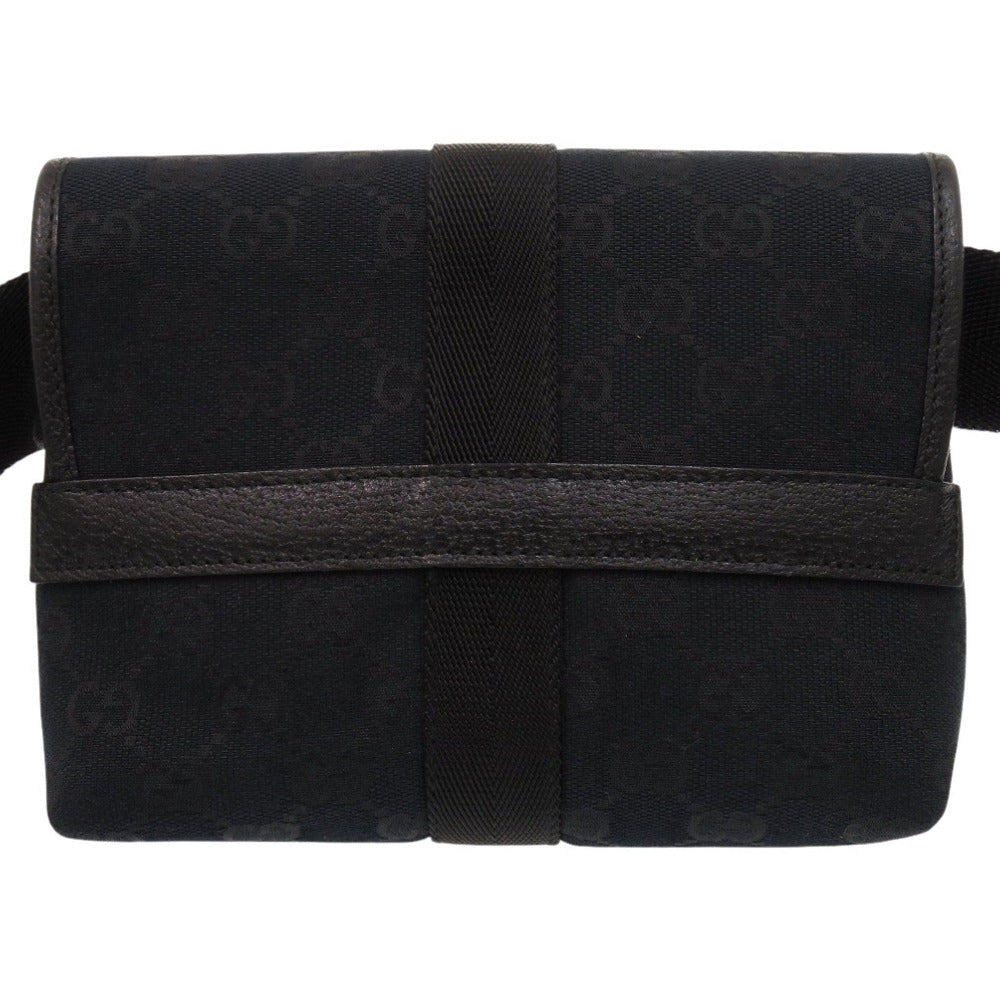 美品 グッチ 131236 GGキャンバス ブラック ウエストバッグ ボディバッグ 黒 0640【中古】GUCCI