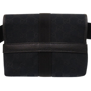 美品 グッチ 131236 GGキャンバス ブラック ウエストバッグ ボディバッグ 黒 0640【中古】GUCCI