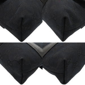 美品 グッチ 131236 GGキャンバス ブラック ウエストバッグ ボディバッグ 黒 0640【中古】GUCCI