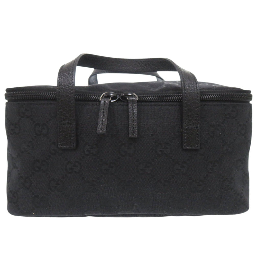 美品 グッチ GG バニティバッグ 化粧ポーチ コスメポーチ 124540 GGキャンバス ブラック 0643【中古】GUCCI