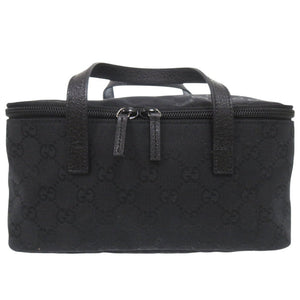 美品 グッチ GG バニティバッグ 化粧ポーチ コスメポーチ 124540 GGキャンバス ブラック 0643【中古】GUCCI