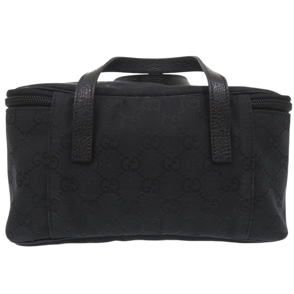 美品 グッチ GG バニティバッグ 化粧ポーチ コスメポーチ 124540 GGキャンバス ブラック 0643【中古】GUCCI