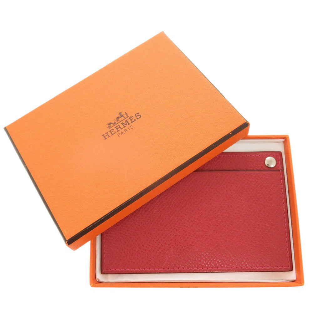 美品 エルメス チュウチュウ セリエ ヴォーエプソン ルージュ レッド □I刻印(2005年製) シルバー金具 パスケース 0672【中古】HERMES