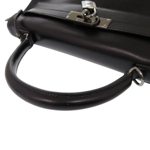 美品 エルメス ケリー32 内縫い ボックスカーフ ブラック ルテニウム金具 □G刻印 ハンドバッグ 黒 0675 【中古】 HERMES
