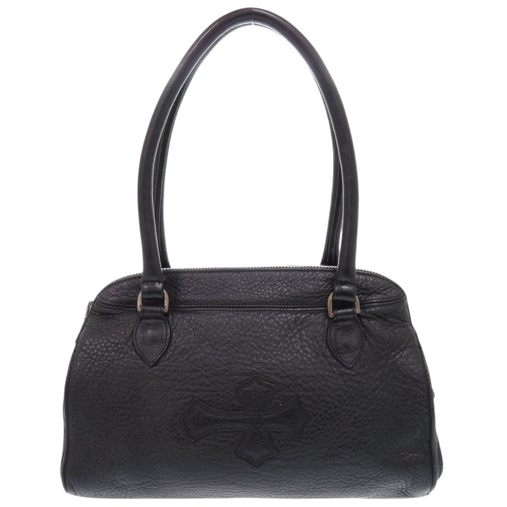 クロムハーツ セメタリークロスパッチ レザー ブラック ハンドバッグ 黒 0683【中古】CHROME HEARTS