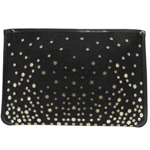 新品同様 クリスチャンルブタン スパイク クラッチバッグ ショルダーバッグ PVC ブラック 0686【中古】Christian Louboutin