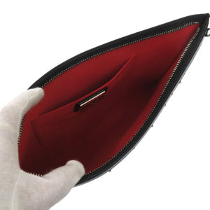 新品同様 クリスチャンルブタン スパイク クラッチバッグ ショルダーバッグ PVC ブラック 0686【中古】Christian Louboutin