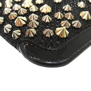 新品同様 クリスチャンルブタン スパイク クラッチバッグ ショルダーバッグ PVC ブラック 0686【中古】Christian Louboutin