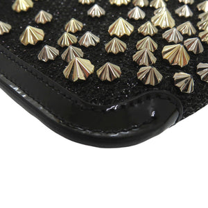 新品同様 クリスチャンルブタン スパイク クラッチバッグ ショルダーバッグ PVC ブラック 0686【中古】Christian Louboutin
