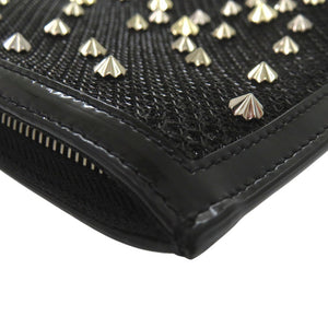 新品同様 クリスチャンルブタン スパイク クラッチバッグ ショルダーバッグ PVC ブラック 0686【中古】Christian Louboutin