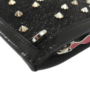 新品同様 クリスチャンルブタン スパイク クラッチバッグ ショルダーバッグ PVC ブラック 0686【中古】Christian Louboutin