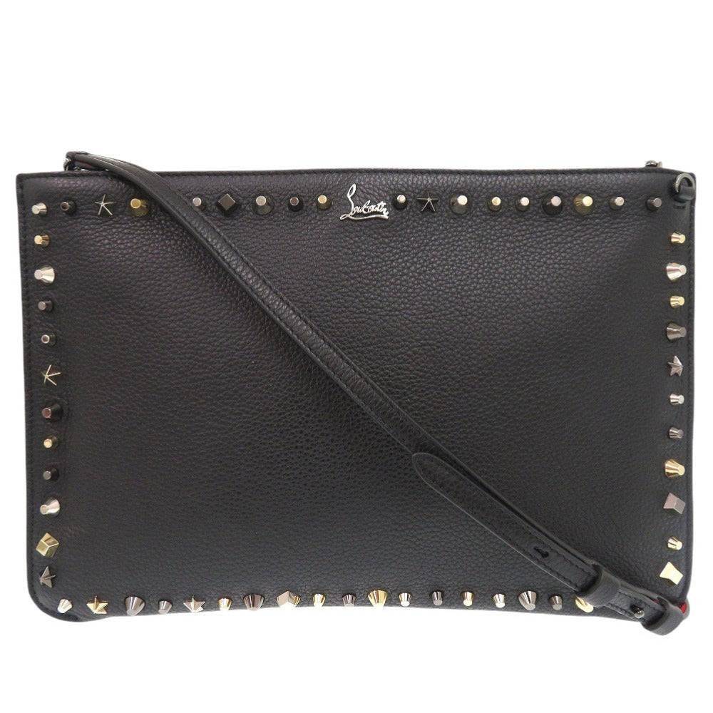 美品 クリスチャンルブタン 3175006 レザー ブラック 2WAY ショルダーバッグ クラッチバッグ 黒 0687【中古】Christian Louboutin