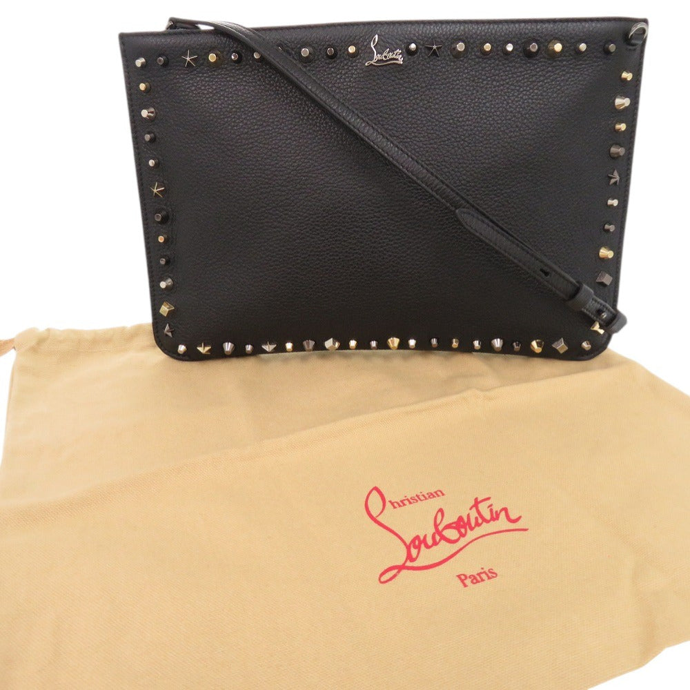 美品 クリスチャンルブタン 3175006 レザー ブラック 2WAY ショルダーバッグ クラッチバッグ 黒 0687【中古】Christian Louboutin