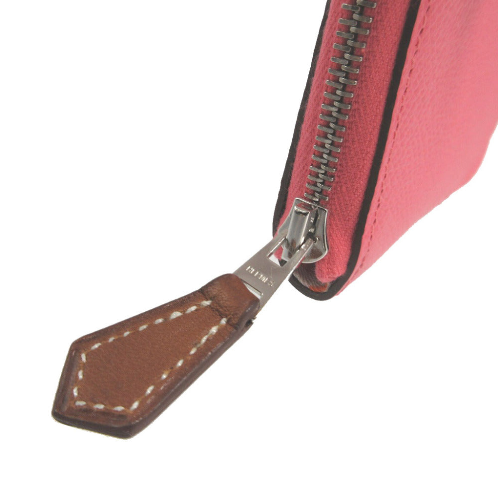 美品 エルメス アザップシルクインコンパクト ヴォーエプソン C刻印(2018年製) ローズアザレ コインケース 財布 0690【中古】HERMES