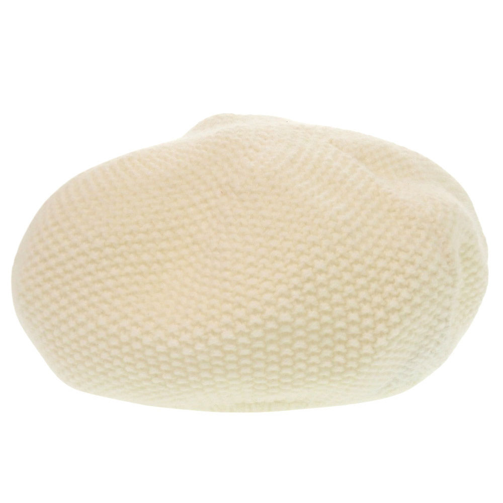 美品 シャネル ニット ベレー帽 カシミヤ ホワイト ココマーク 0696 【中古】 CHANEL レディース