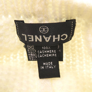 美品 シャネル ニット ベレー帽 カシミヤ ホワイト ココマーク 0696 【中古】 CHANEL レディース