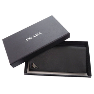新品同様 プラダ サフィアーノ トライアングルロゴ 2MV836 レザー ブラック 長財布 黒 0719【中古】PRADA メンズ