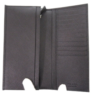 新品同様 プラダ サフィアーノ トライアングルロゴ 2MV836 レザー ブラック 長財布 黒 0719【中古】PRADA メンズ