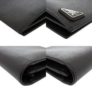 新品同様 プラダ サフィアーノ トライアングルロゴ 2MV836 レザー ブラック 長財布 黒 0719【中古】PRADA メンズ