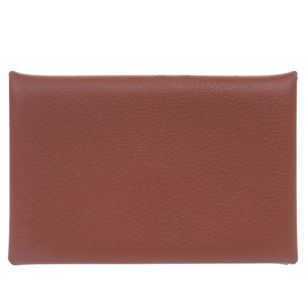 新品同様 エルメス カルヴィ H064954CK4E エバーカラー ブリック B刻印(2023年製) シルバー金具 カードケース 0728【中古】HERMES