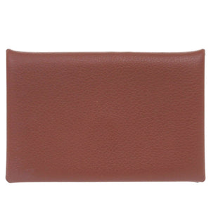 新品同様 エルメス カルヴィ H064954CK4E エバーカラー ブリック B刻印(2023年製) シルバー金具 カードケース 0728【中古】HERMES