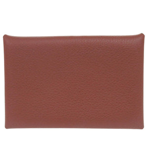 新品同様 エルメス カルヴィ H064954CK4E エバーカラー ブリック B刻印(2023年製) シルバー金具 カードケース 0728【中古】HERMES