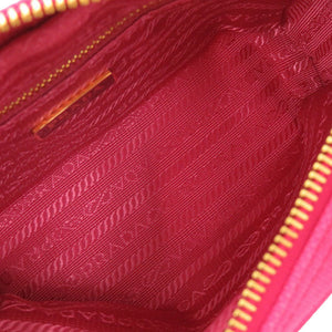 未使用品 プラダ トライアングルロゴ キャンバス ピンク ポーチ 0733【中古】PRADA