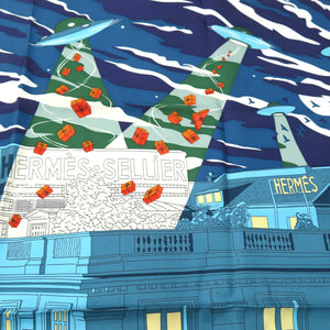 美品 エルメス カレ90 スペースショッピング Space Shopping Au Faubourg スカーフ シルク マルチカラー 0734【中古】HERMES