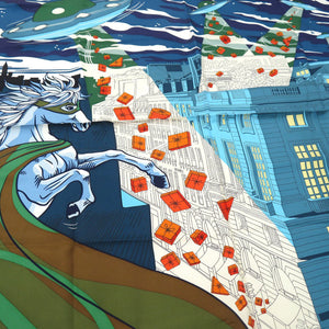 美品 エルメス カレ90 スペースショッピング Space Shopping Au Faubourg スカーフ シルク マルチカラー 0734【中古】HERMES