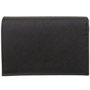 新品同様 プラダ 1MV021 サフィアーノレザー ブラック 二つ折り財布 黒 0741【中古】PRADA