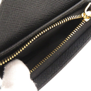 新品同様 プラダ 1MV021 サフィアーノレザー ブラック 二つ折り財布 黒 0741【中古】PRADA