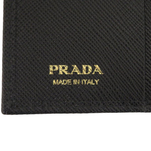 新品同様 プラダ 1MV021 サフィアーノレザー ブラック 二つ折り財布 黒 0741【中古】PRADA