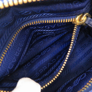 美品 プラダ トライアングルロゴ 1N0175 キャンバス ブルー ポーチ 青 0742【中古】PRADA