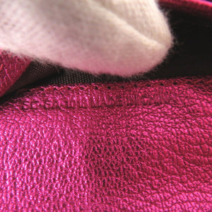 新品同様 セリーヌ マカダム柄 がま口 キャンバス ベージュ ピンク 三つ折り財布 0743【中古】CELINE