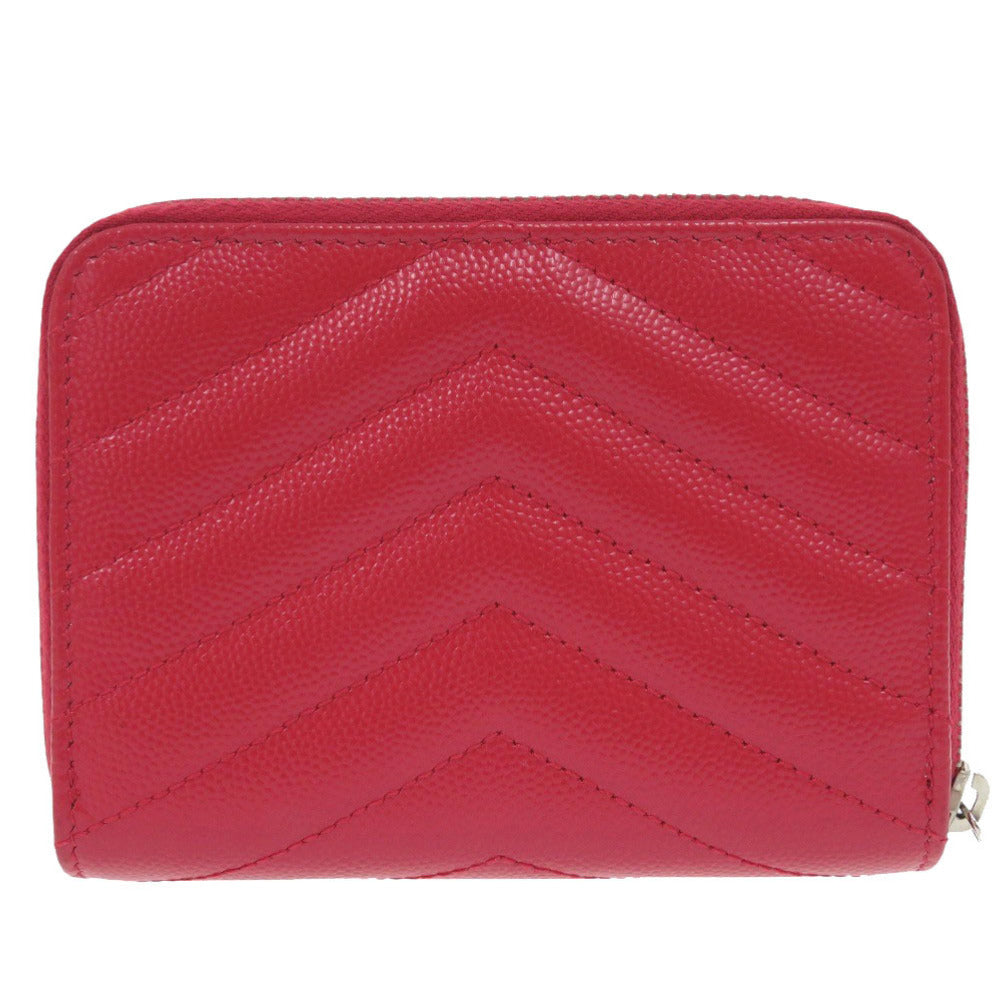 新品同様 サンローランパリ ロゴ 403723-BOW02-6805 レザー レッド ラウンドファスナー 二つ折り財布 0748【中古】SAINT LAURENT PARIS