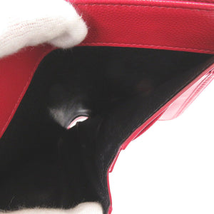 新品同様 サンローランパリ ロゴ 403723-BOW02-6805 レザー レッド ラウンドファスナー 二つ折り財布 0748【中古】SAINT LAURENT PARIS