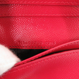 新品同様 サンローランパリ ロゴ 403723-BOW02-6805 レザー レッド ラウンドファスナー 二つ折り財布 0748【中古】SAINT LAURENT PARIS