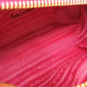 未使用品 プラダ トライアングルロゴ 1NA175 キャンバス ポーチ ピンク 0750【中古】PRADA