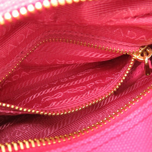 未使用品 プラダ トライアングルロゴ 1NA175 キャンバス ポーチ ピンク 0750【中古】PRADA