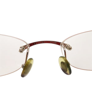美品 カルティエ リムレス Cデコール 度入り プラスチック ボルドー メガネ 0752【中古】CARTIER