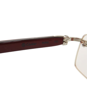 美品 カルティエ リムレス Cデコール 度入り プラスチック ボルドー メガネ 0752【中古】CARTIER