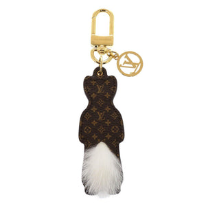 美品 ルイ ヴィトン エルミーヌ M01563 レザー ホワイト ピンク キーホルダー LV 0781【中古】LOUIS VUITTON