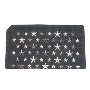 新品同様 ジミーチュウ CARNABY スタースタッズ デニムスエード ネイビー 紺 ラウンドファスナー長財布 財布 0795【中古】JIMMY CHOO