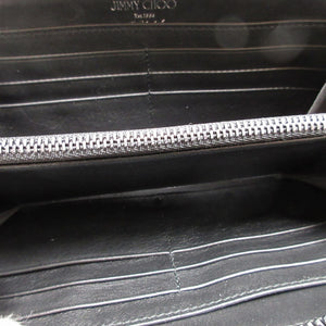 新品同様 ジミーチュウ CARNABY スタースタッズ デニムスエード ネイビー 紺 ラウンドファスナー長財布 財布 0796【中古】JIMMY CHOO