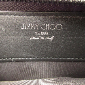 新品同様 ジミーチュウ CARNABY スタースタッズ デニムスエード ネイビー 紺 ラウンドファスナー長財布 財布 0796【中古】JIMMY CHOO